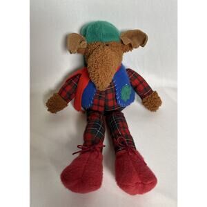 RARE 14” SHIVERS GUND Brown Plaid Moose Plush Stuffed Animal Collectible #8711